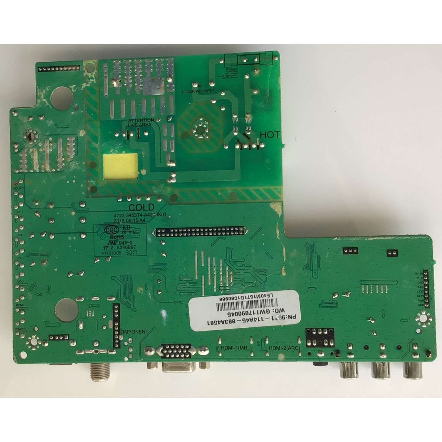 MAIN FUENTE PARA TV AOC / NUMERO DE PARTE 9011-114A45 / MSD3463-T4C1 / GWT17090045 / 9011-114A45-883A4581 / SMT40M1571021BE267 / MODELO LE40M1571 - Imagen 3